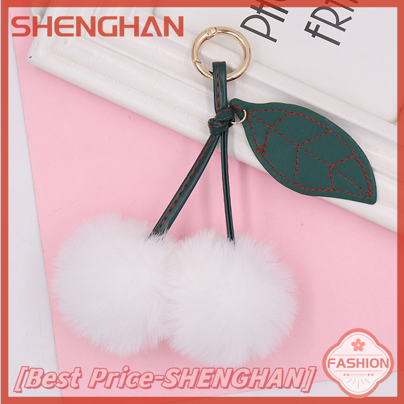 Shenghan dễ thương hình cầu sang trọng Cherry Móc chìa khóa túi xách nữ quyến rũ Móc Chìa Khóa Xe móc chìa khóa mặt dây chuyền phụ kiện trang trí nội thất Quà Tặng