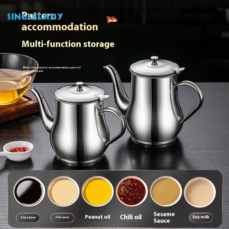 Stainless steel oil pot Anshi pot with filter screen household soy sauce pot large capacity thickened stainless steel filter oil pot oil bottle.