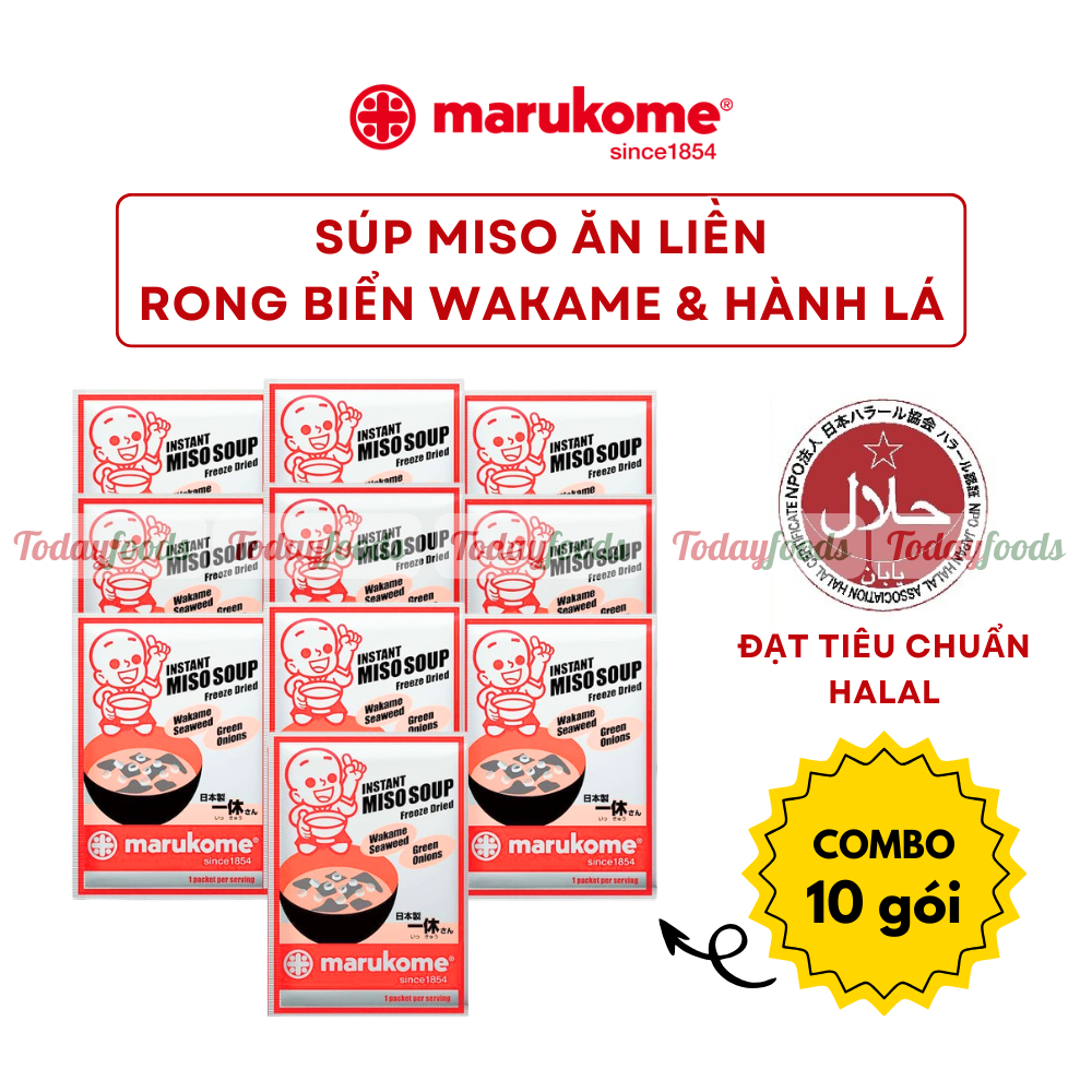 (HALAL) Súp Miso Ăn Liền Hala Ikkyusan Marukome Nhật Bản (7.35g x 10 gói)