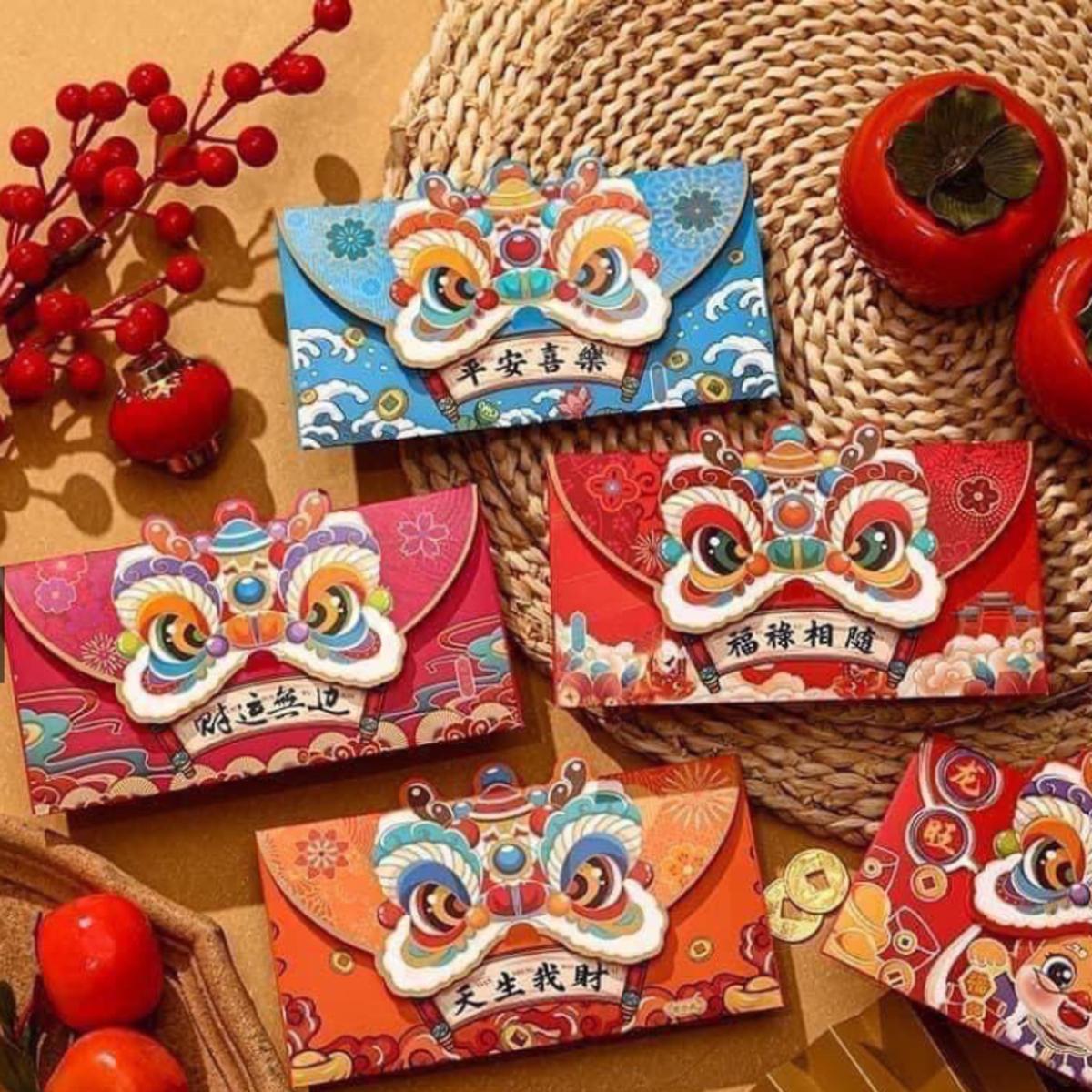 Set 4 lì xì kì lân 2024, lì xì hottrend hiện đại sang trọng