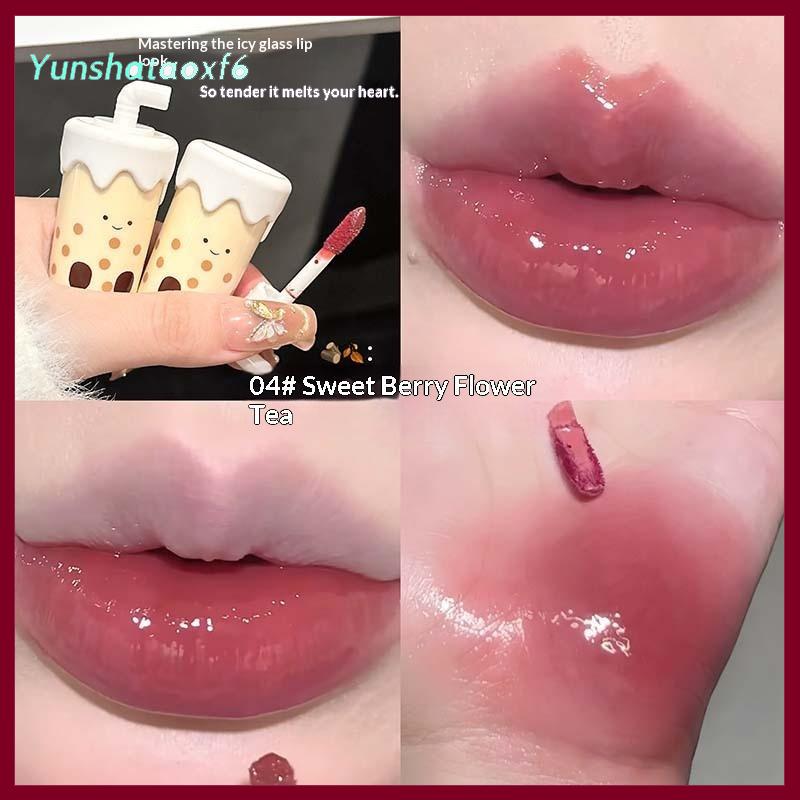 yunshataoxf Cappuvini Dễ Thương Trà Sữa Cup Hình Nước Ánh Sáng Son Bóng Lâu Dài Không Phai Gương Nước Trái Cây Nhuộm Lip Tint Cho Phụ Nữ Trang Điểm - 5