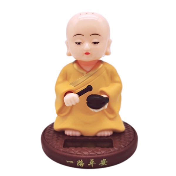 Solar Powered Shaking Head Monk Toy Home Office Desk Car Ornament Crafts Gift Car Interior Supplies Accessories