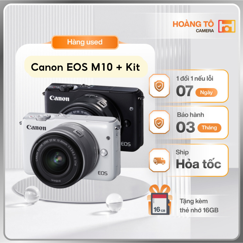 2025Máy ảnh Canon M10 kèm 15-45mm (Black/White) cũ khá đẹpcod