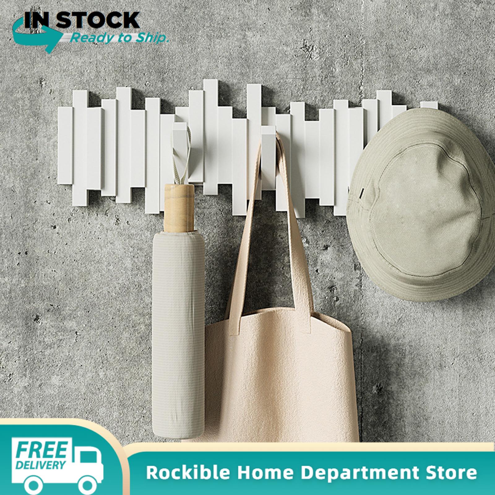 rockible Wall Mounted Coat Rack Artwork Entryway Wall Storage with 5 Hooks