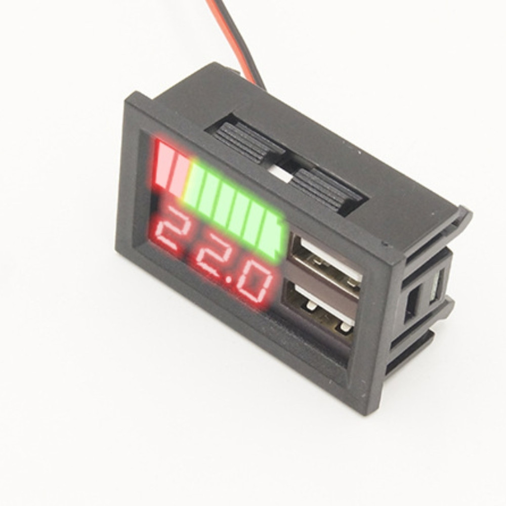 Đồng hồ đo vôn và báo Dung lượng Pin LFP 3s đến 7s(chỉnh tay) 2 cổng USB 2A sạc điện thoại