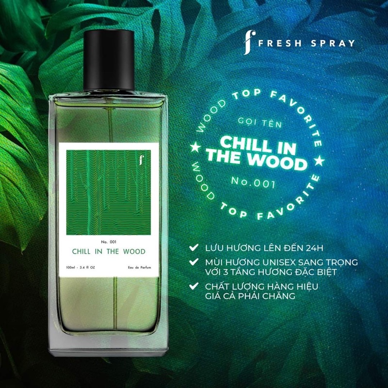 Nước Hoa F Fresh Spray No.001 Chill In The Wood 100ml