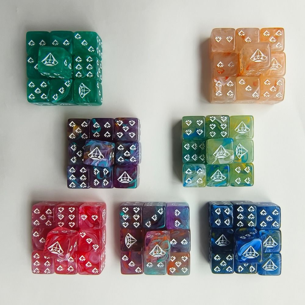 NUCTUR 2 Sets Acrylic Bộ xúc xắc cương Mẫu cương 6 màu sắc Xúc xắc góc nhọn Sáng tạo D6 Xúc xắc cho trò chơi trên bàn Câu lạc bộ tại nhà KTV