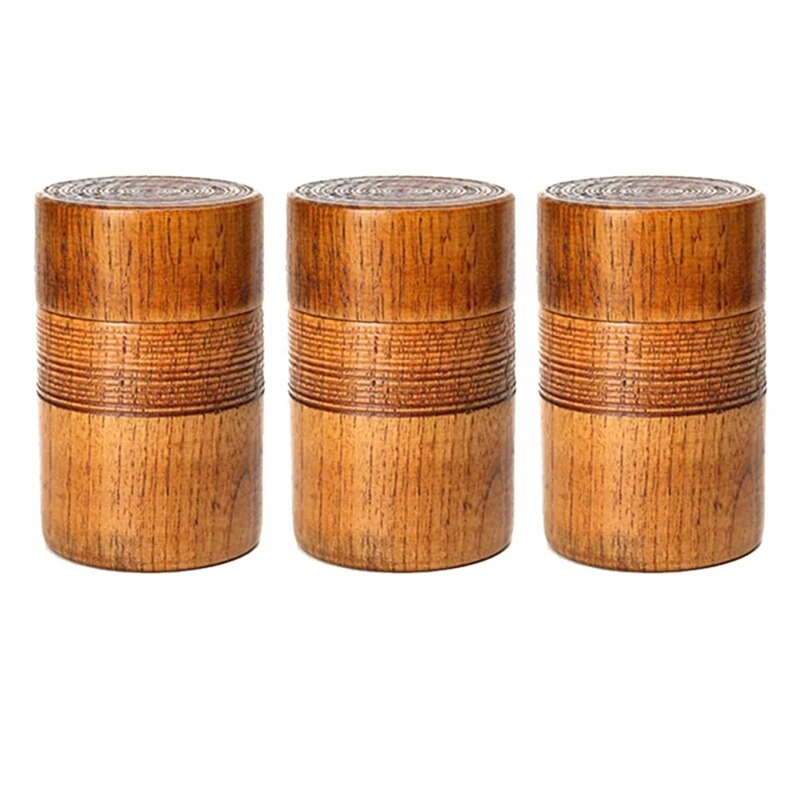 Bằng Gỗ Nồi Handmade Kung Fu Set du lịch nhỏ gọn Trà Lưu Trữ kẹo hạt Cà Phê Bột Đậu Đóng Hộp bình kín, 3 Pcs