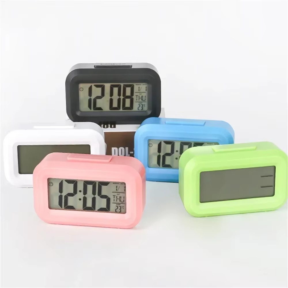 【READY STCOK】Temperature Display Digital Alarm Clock Led Light LCD Display LED Digital Clock Calendar Bedside Table Clock Home Decor