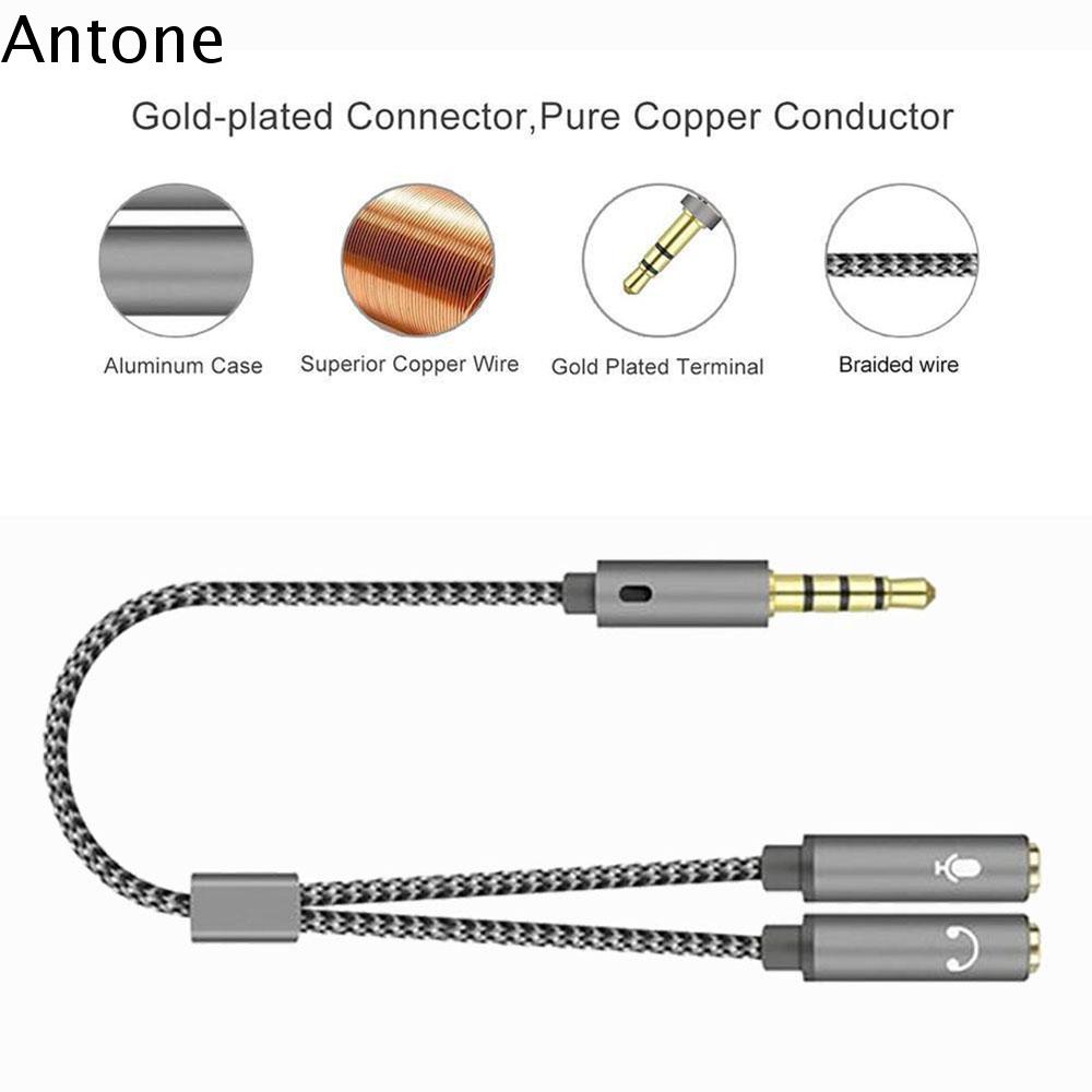 ANTONE Dây kết nối 1 nam đến 2 nữ Âm thanh nổi Tai nghe Bộ chuyển đổi 3,5 mm Y Splitter Bộ chuyển đổi dây cáp Cáp kỹ thuật số Cáp âm thanh