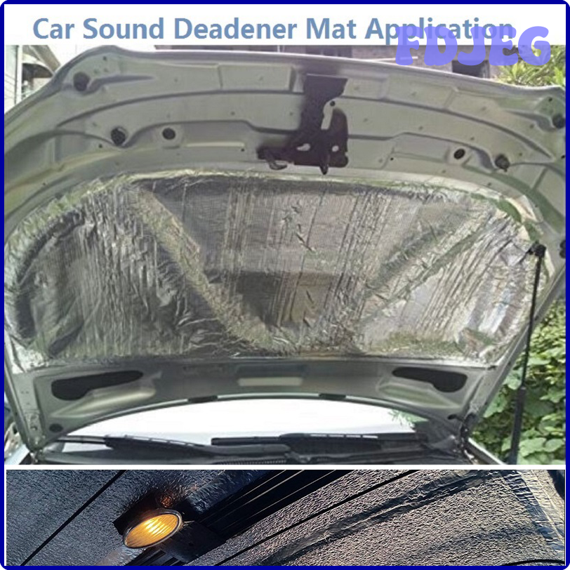 RJTDK 50x200cm Car Sound Deadener Mat Noise Bonnet Aluminum Foil Insulation Cotton with Adhesive Sticker for Auto Camper Trailer BFHSE