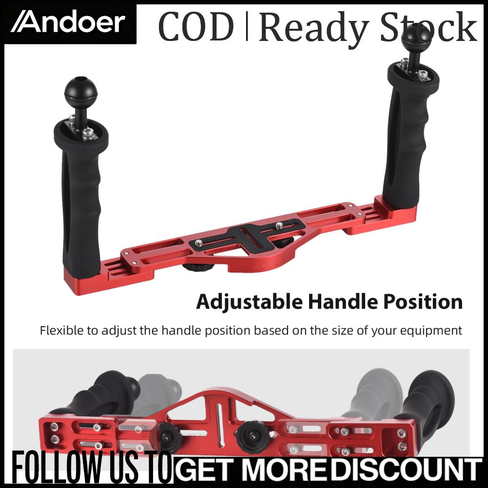 Andoer Dual Handle กล้อง Rig ดำน้ำมือถือถาดใต้น้ำ Stabilizer ปรับกล้องดำน้ำเปลี่ยนวงเล็บสำหรับกล้อง DSLR ราคา 2,339 บาท*ส่งฟรี