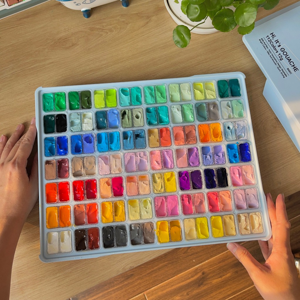 Hộp 112 Màu Gouache HIMI Sinh Đôi HIMI Twins PHIÊN BẢN MỚI (Tặng Kèm Giấy Vẽ)