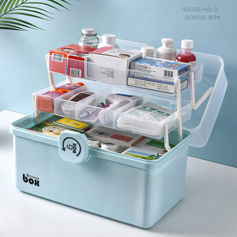 ASD 3 2 Layer Portable First Aid Kit Storage Box Plastic Multi