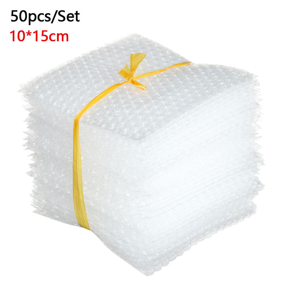 INFILARY 50pcs PE Clear Double Film Envelope Foam Packing Bags White Bubble Bag Protective Wrap Shockproof Package