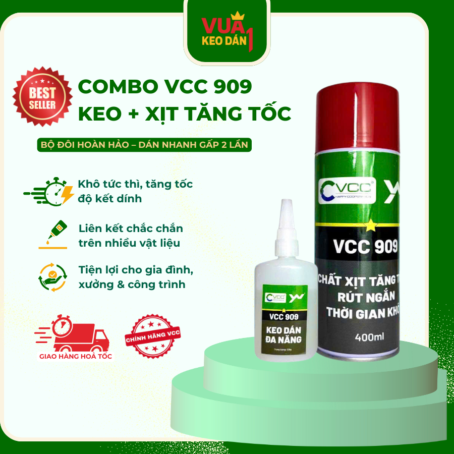 [COMBO keo dán đa năng VCC 909 + Lọ xịt tăng tốc 909] Dính siêu chắc
