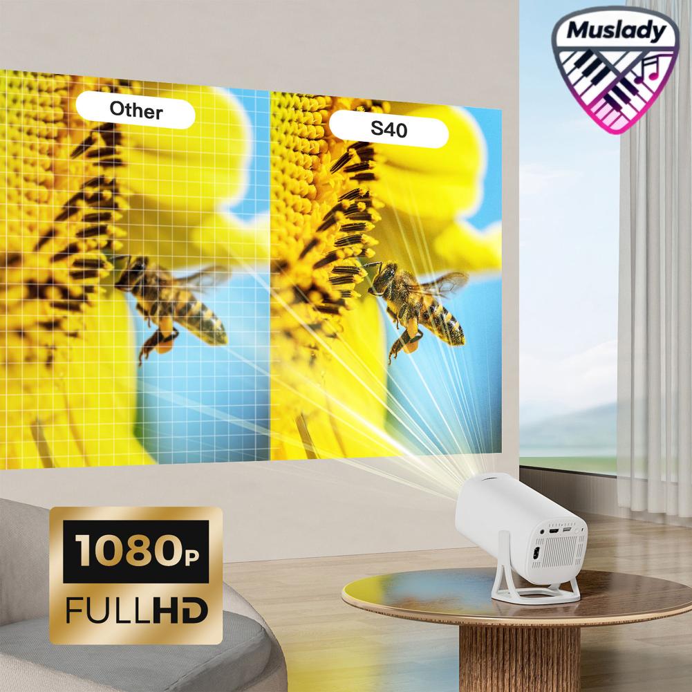 MUSLADY โปรเจคเตอร์ 1080P WiFi BT5.2 Android 14 ระบบโปรเจคเตอร์ภาพยนตร์หมุนได้ 180 °พร้อมเทคนิคกระจกหน้าจอแสดงผล 120inลำโพงในตัวการแก้ไขภาพสี่เหลี่ยมคางหมูอัตโนมัติรองรับกล่องทีวีคอมพิวเตอร์แฟลชดิสก์สำหรับ ราคา 2,995 บาท*ส่งฟรี