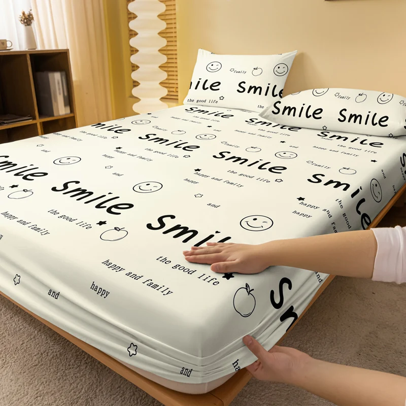 {fthyj} 1 Simple modern fun Letter Geometry printed matte Fitted Sheet, bedroom printed bed cover, bedding (excluding pillowcases)