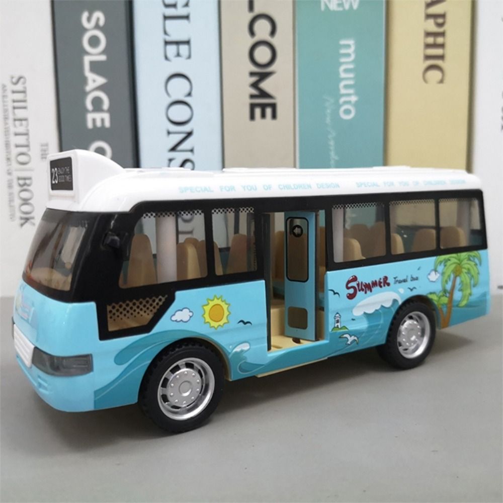 TRTEWWS 4 bánh Mô hình xe buýt du lịch Hợp kim ABS Xe du lịch thành phố Mô