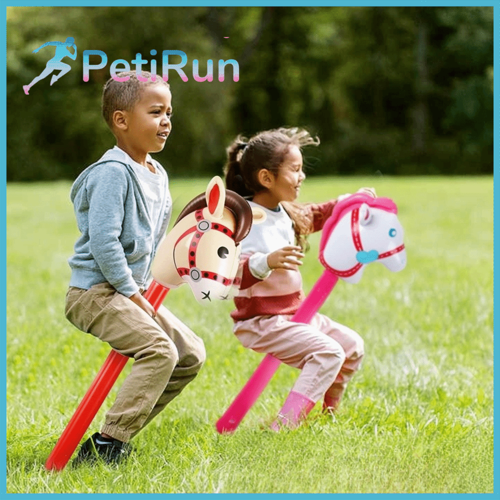 PETIRUN Phim hoạt hình Bóng bay hình đầu ngựa PVC Bóng bay bơm hơi  Ngựa gậy bơm hơi Tiệc tùng