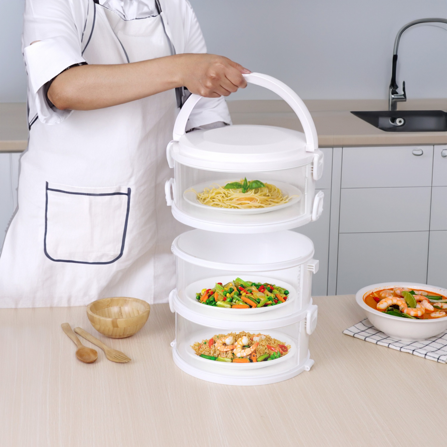 Global House SUPERLOCK ชั้นเก็บอาหารคอนโด 3 ชั้น 24.7x24.7x33.5 ซม. #6403 สีขาว รับประกันของเเท้! ราคา 239 บาท*ส่งฟรี