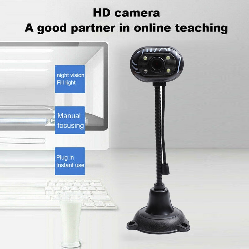 Webcam Có Micrô máy tính HD 4 đèn LED cho máy tính để bàn laptop máy tính Camera USB Camera Web Webcam Video hấp thụ âm thanh tích hợp