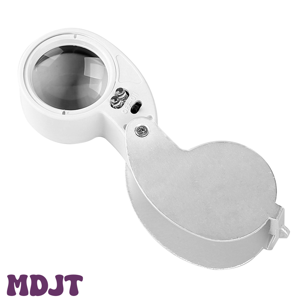 [MDJT] 40x Magnifying Glasses with LED Light 25mm Loupe Magnifier Jewelry Optical Glass for Reading Jewelers Watch Repair Supplies