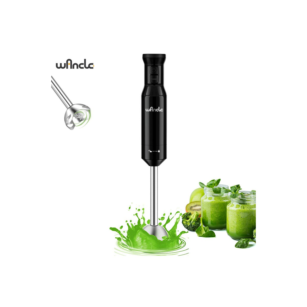 【Tira123】 Wancle 600W Electric Hand Immersion Blender Multifunctional Mixer For Baby Food Vegetable Meat Grinder Turbo Function