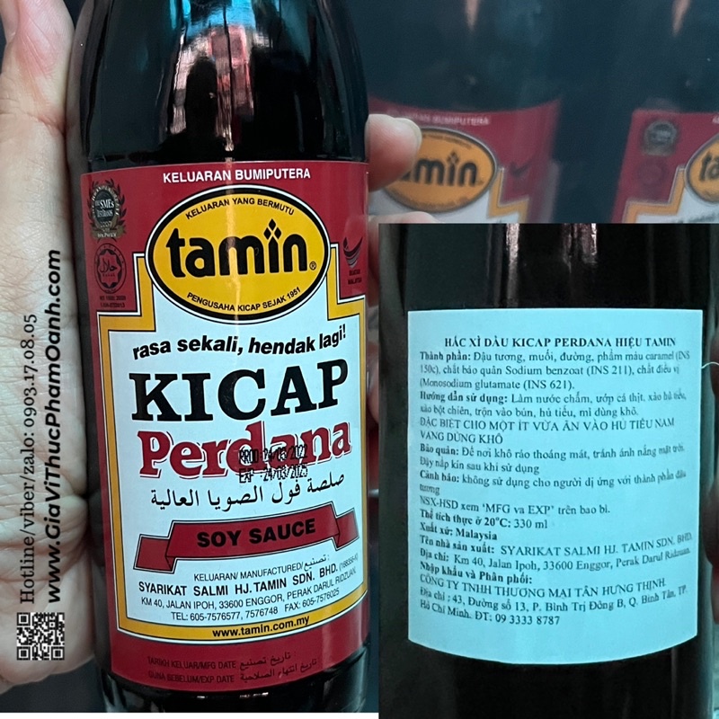 Hắc xì dầu Malaysia Kicap Tamin-chai 330ml