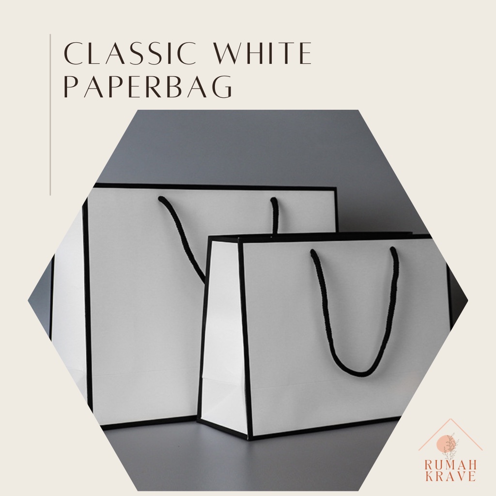 RUMAH KRAVE - Paperbag Hitam Putih Elegan Paper Bag Goodie Bag