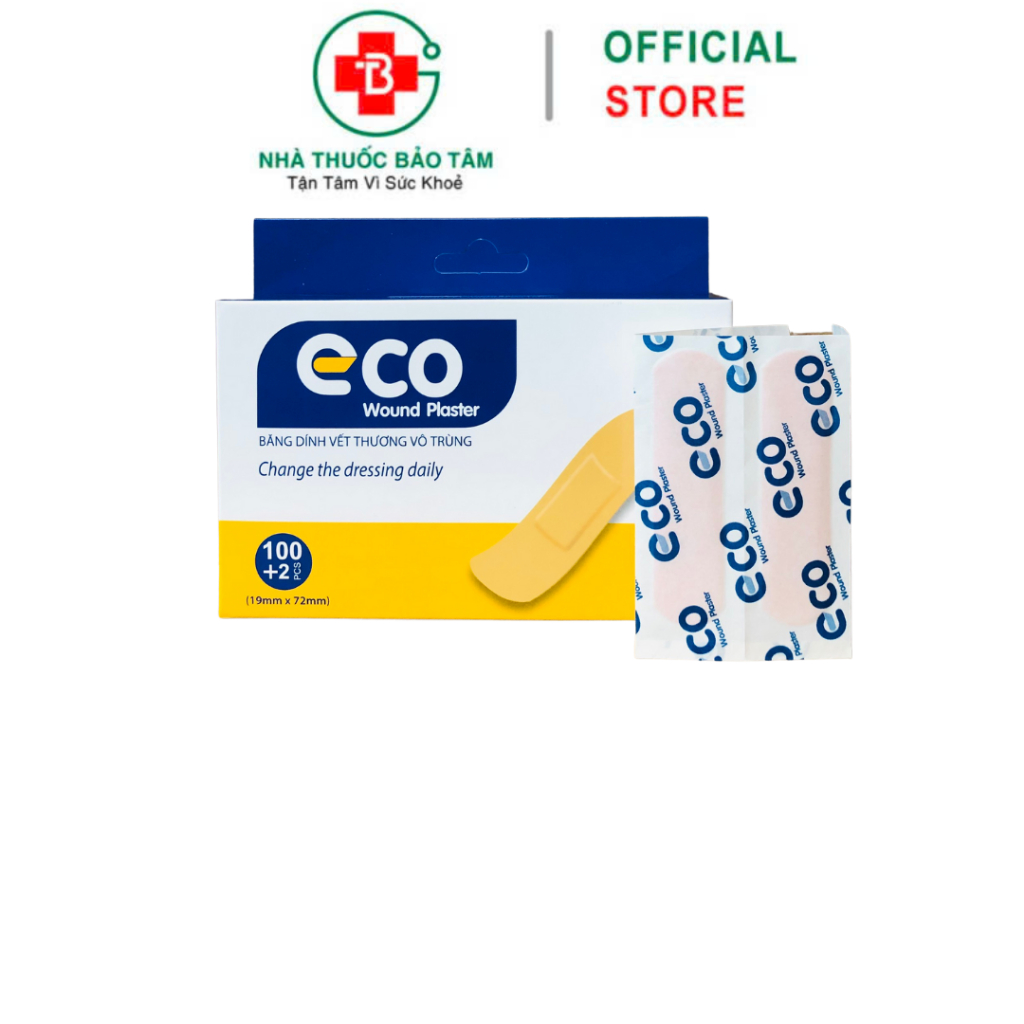 Băng dán cá nhân ECO loại bản vải - Hộp 100 miếng