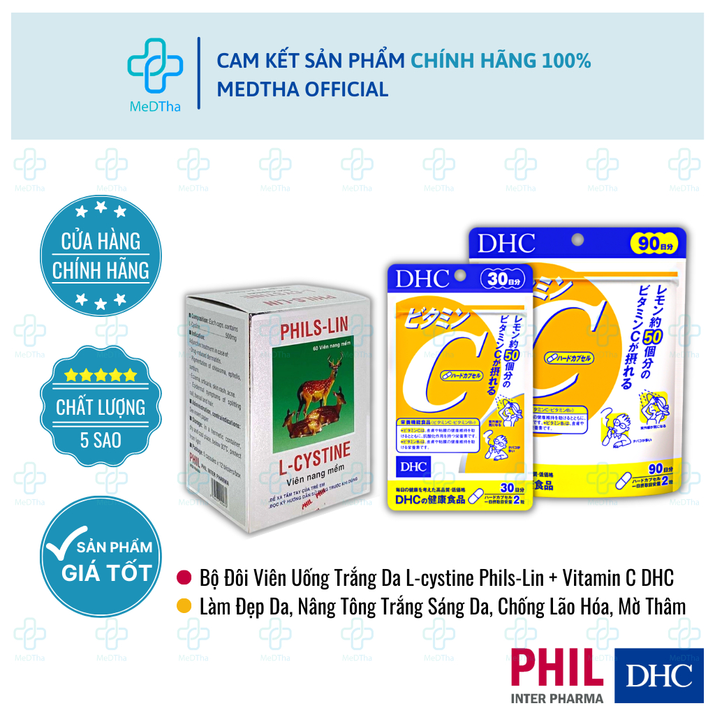 Viên Uống Đẹp Da L-Cystine, DHC Vitamin C - Chống Lão Hóa, Giảm Thâm, Nám, Tàn Nhang, Tăng Sức Đề Kháng [Chính Hãng]