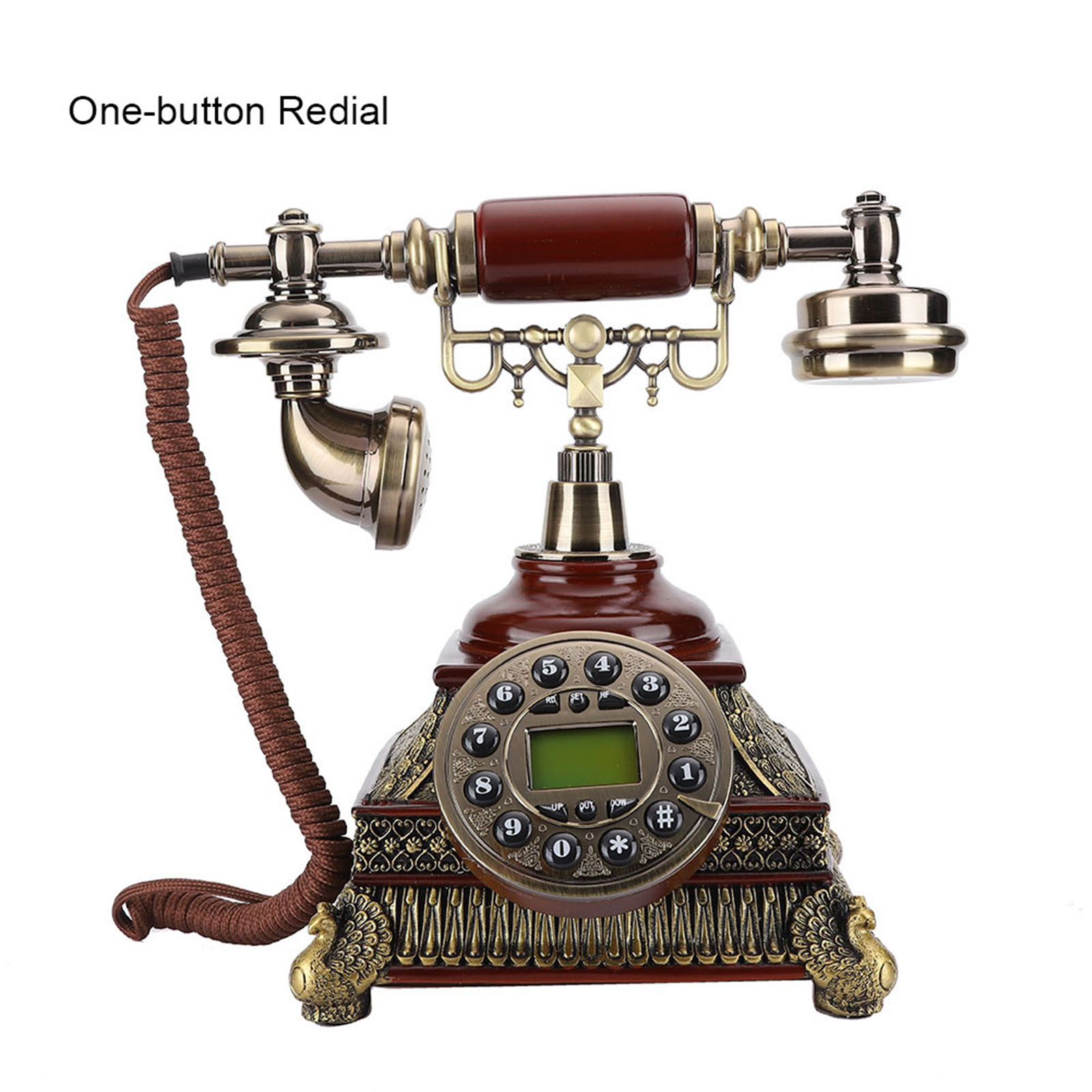 Vintage Antique Telephone, Old Fashioned 38-Group Call Records One-Button  Redial Antique Telephone with FSK/DTMF Dual System for Home