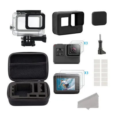 Sport Action Camera Accessories Kit For GoPro Hero 7 6 5 Black Waterproof Silicone Case Screen Protector Anti fog film Go Pro