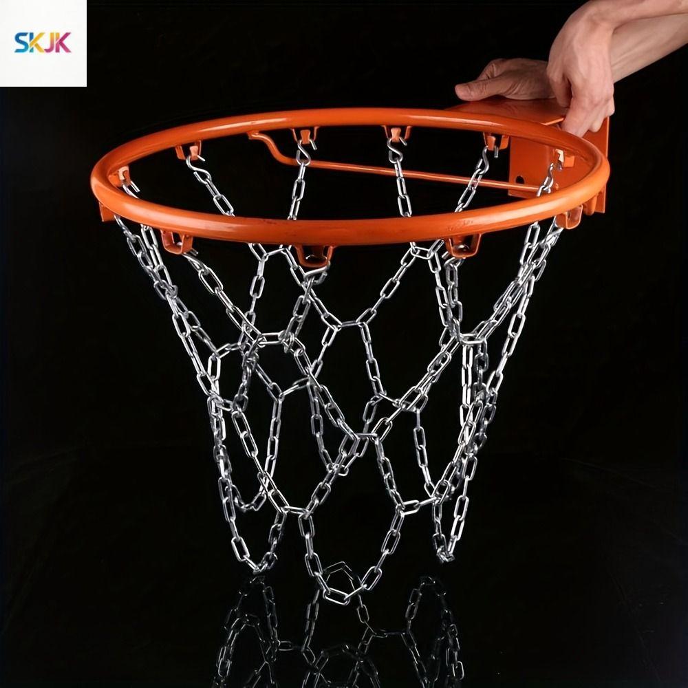 SKJK 12 vòng Lưới xích sắt bóng rổ Dày Không biến dạng Lưới vành rổ Lưới vành khung thành Thay thế Vòng Bóng Rổ Treo Huấn luyện