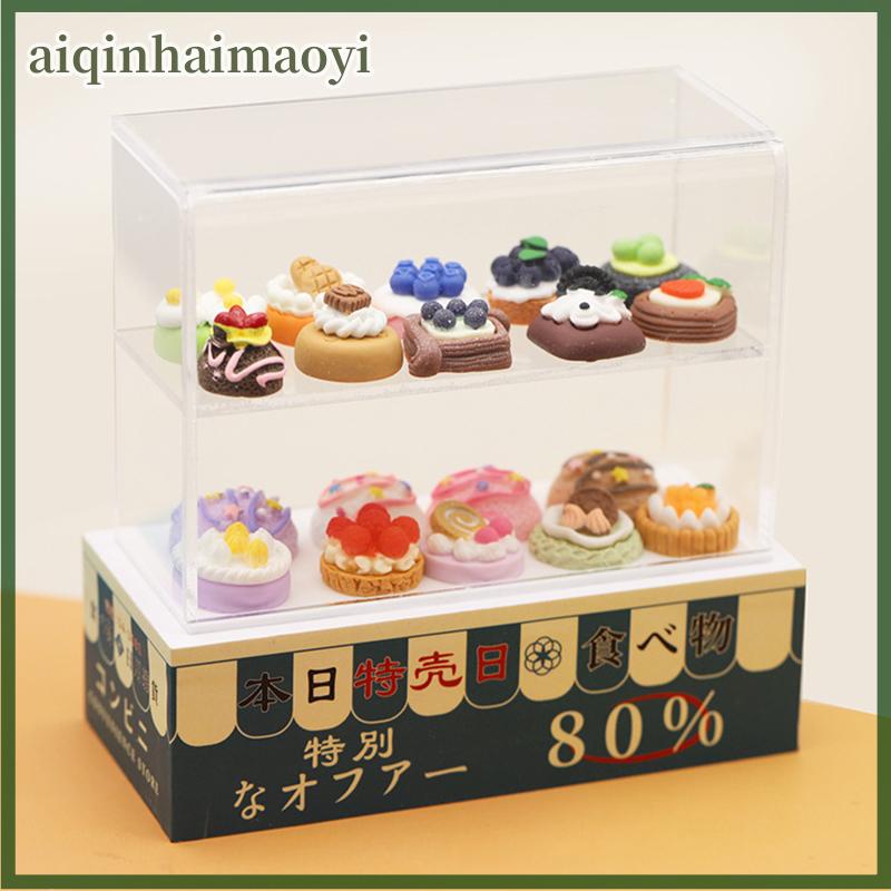 aiqinhaimaoyi Mô phỏng Mini búp bê nhà bánh Tủ tráng miệng đứng Búp bê đồ trang trí nhà trẻ em mô hình đồ chơi