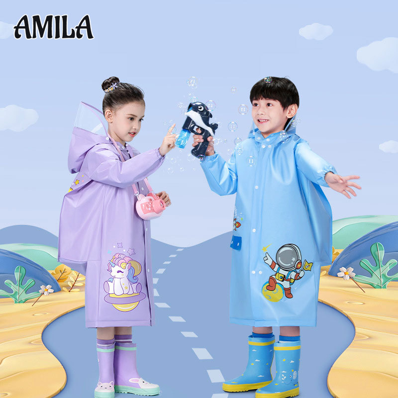 AMILA Children's raincoats, boys and girls, babies, kindergartens, primary school students, backpacks, and children's raincoats