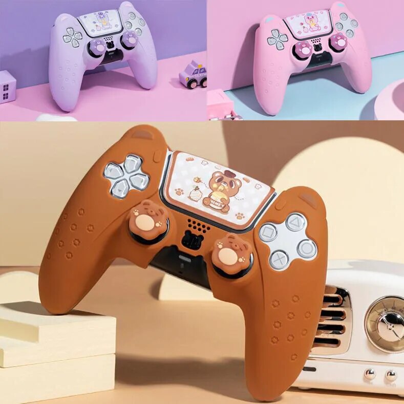 【Limited Time Only】 Cute Bear Paw Silicone Soft Skin Cover Gamepad Sticker Case For Dualsense 5 Ps5 Controller Thumb Grip Cap