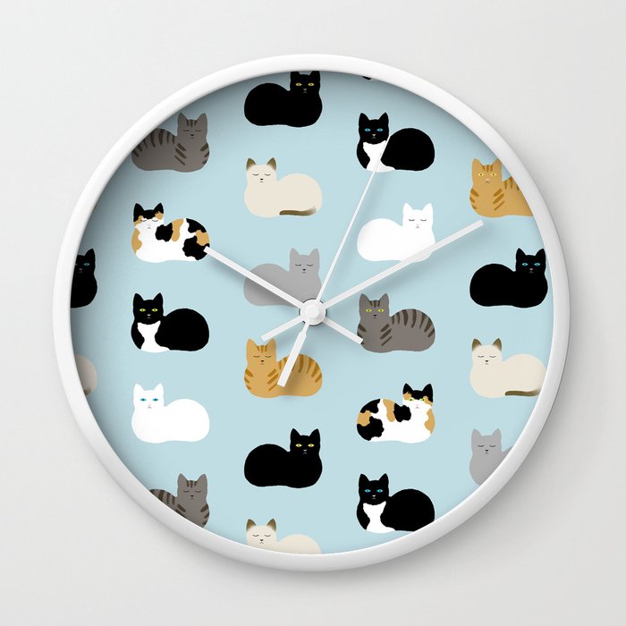 Jam Dinding Cetak Roti Kucing Cat Loaf Print Wall Clock