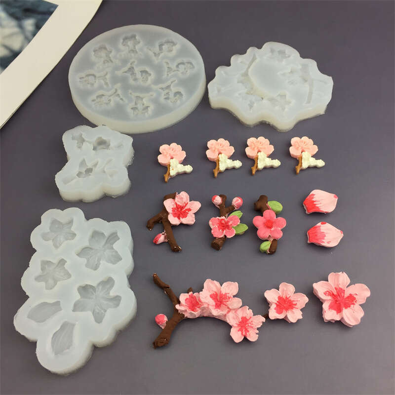 Atli Store DIY Cherry, Peach, Plum, Petal Shape, Sugarcane Cake, Silicone Glue Drop, Dim sum Decorative Mold, Hand Made