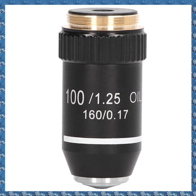 (FTQN) 195 Achromatic Black Objective Lens 100X Oil High Power Objective Interface 20.2mm Thread