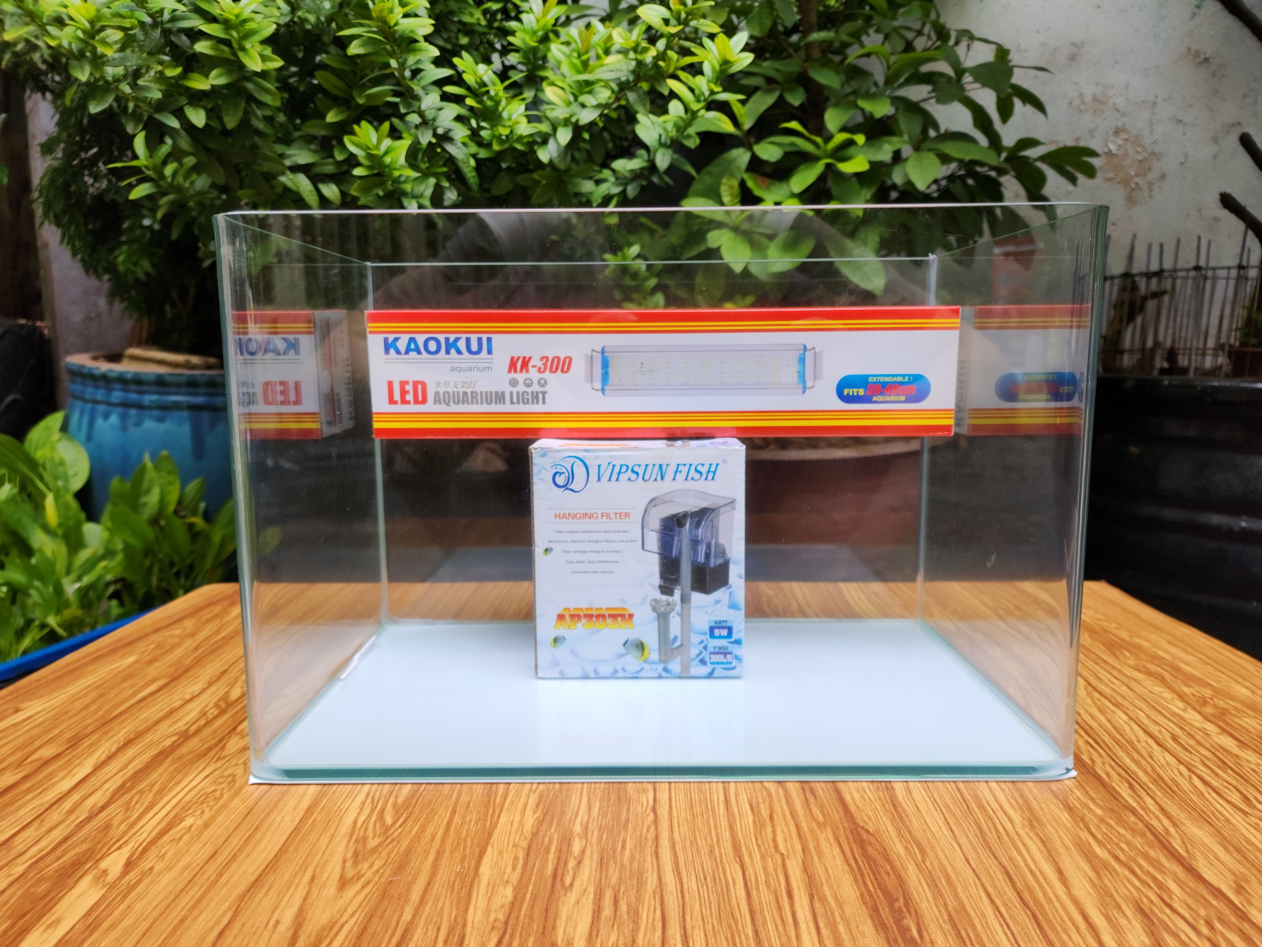 Bể cá mini Bể cá cong 2 cạnh kích thước 35x21x23 cm kèm lọc thác và đèn led