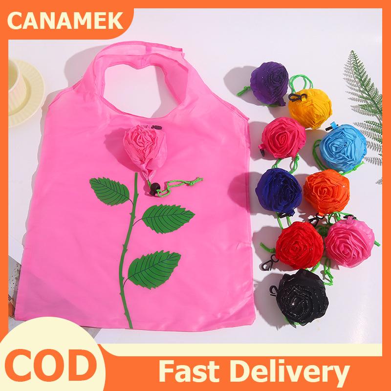CANAMEK Hoa Hồng Có Thể Gập Lại Mua Sắm Túi Xách Tay Công Suất Lớn Gấp Tote Túi Trọng Lượng Nhẹ Bền Du Lịch Túi Xách Lưu Trữ Pouch