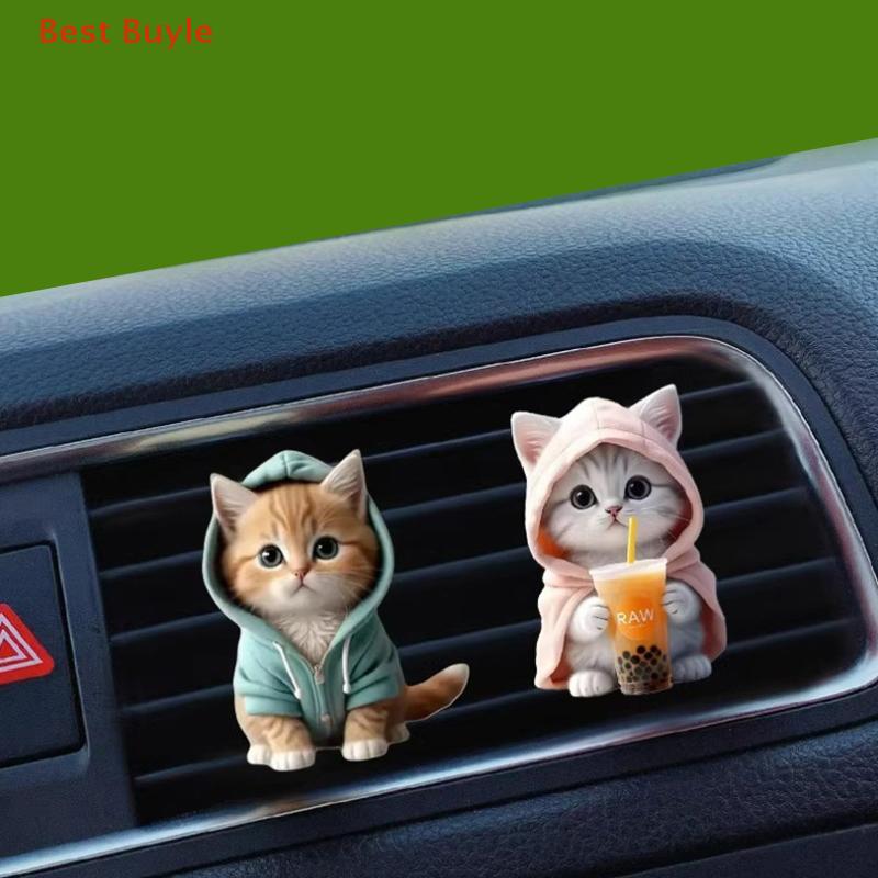 💖Best Buyle Cửa hàng xe hơi Vent Nước hoa Clip 2D Mèo làm mát không khí khuếch tán điều hòa hương liệu nước hoa Clip trang trí nội thất xe hơi