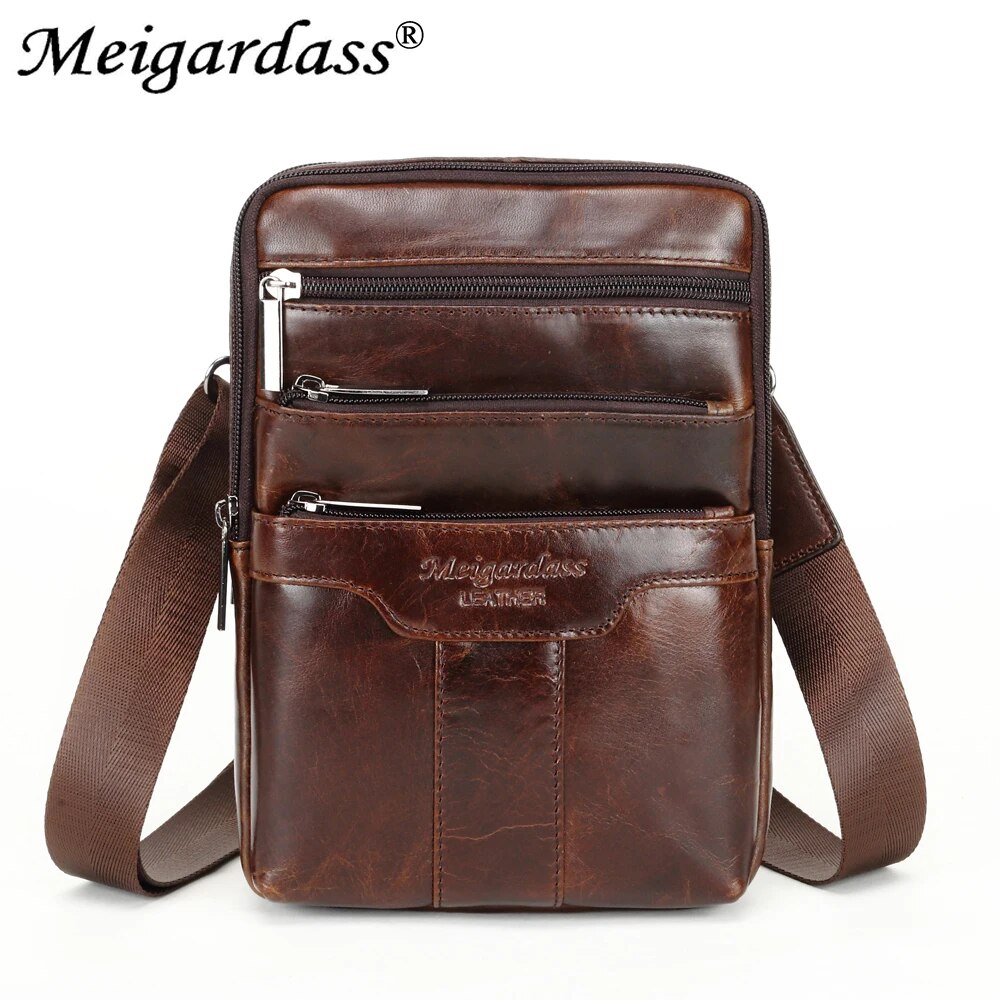 ZZOOI MEIGARDASS Vintage Genuine Leather Shoulder Bags Men Messenger Bag Travel Chest Bag Pack Male Business 7.9" iPad Handbags Purse ราคา 1,272 บาท*ส่งฟรี