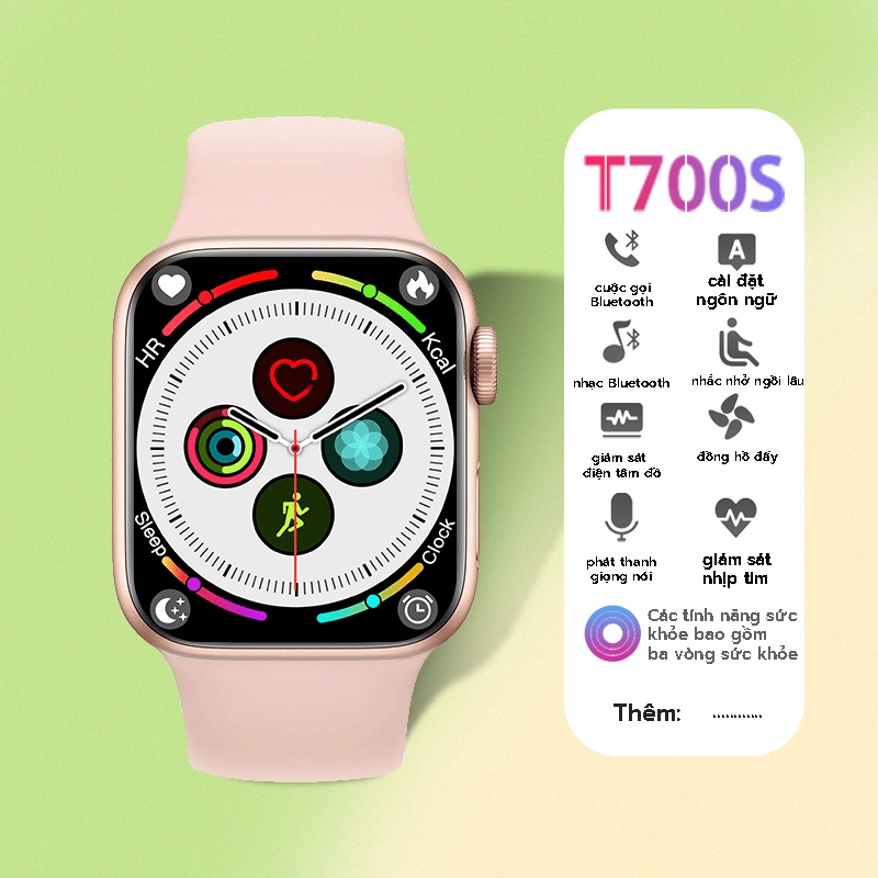 Đồng hồ thông minh T700s Smartwatch Nghe gọi Theo dõi Sức khỏe Nhận thông báo dùng cho Nam nữ- BH 12 Thán