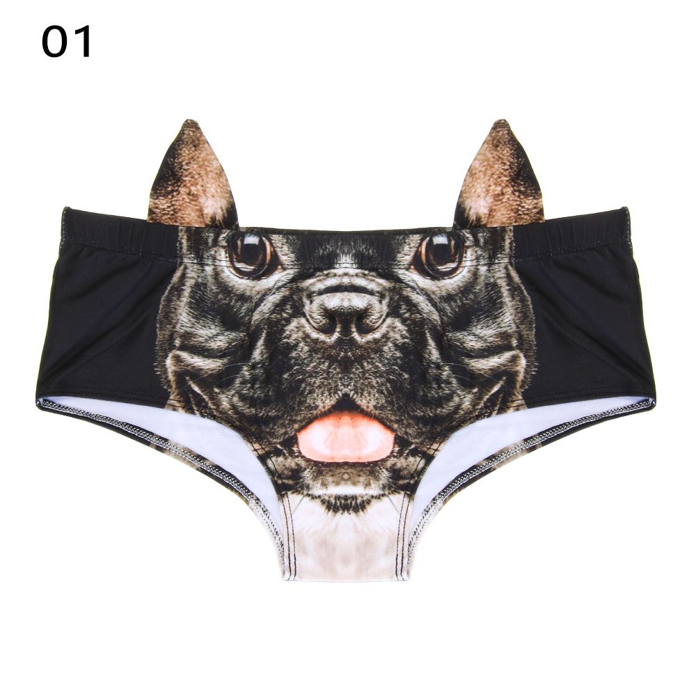UIOKJEA Nâng lên Bull Dog Cheetah Mèo lợn Quần lót nữ Đồ lót Loài vật in 3d