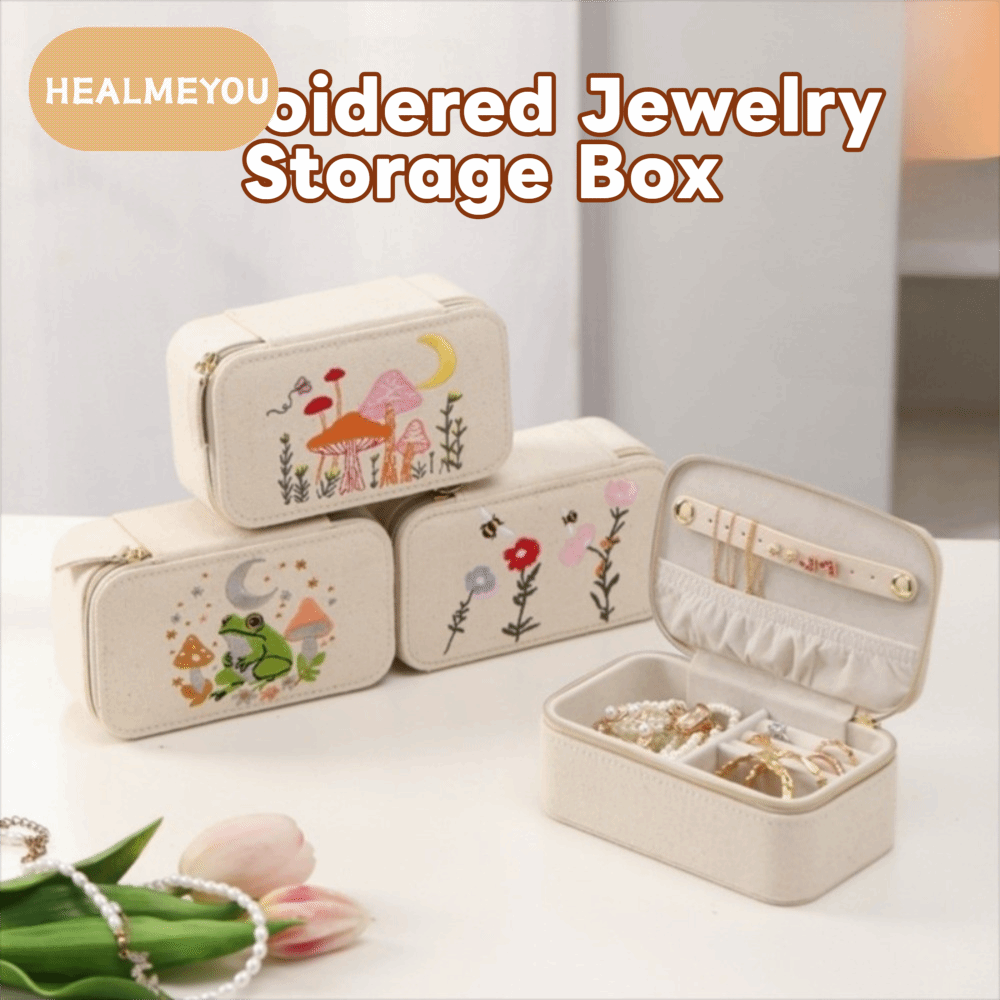 HEALMEYOU ปัก กล่องเก็บเครื่องประดับ ขนาดเล็ก แบบพกพา กล่องแสดงเครื่องประดับ แฟชั่น คางคก ต่างหู สร้อยคอ แหวน กล่องเครื่องประดับ บ้าน ราคา 244 บาท*ส่งฟรี
