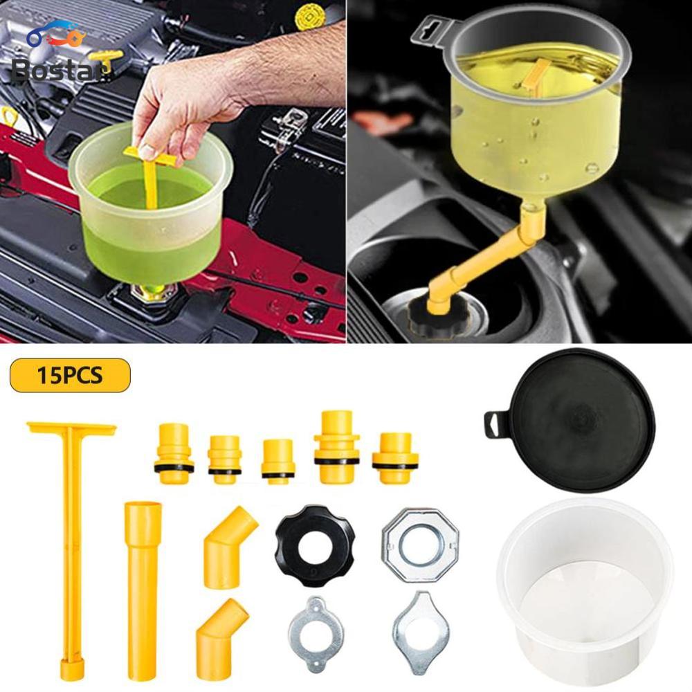 Bostar 15 cái/bộ xe rò rỉ nước làm mát Phễu phù hợp tràn bằng chứng nước làm mát điền Kit phổ quát cho xe nhựa PHỄU RÓT vòi đổ dầu công cụ