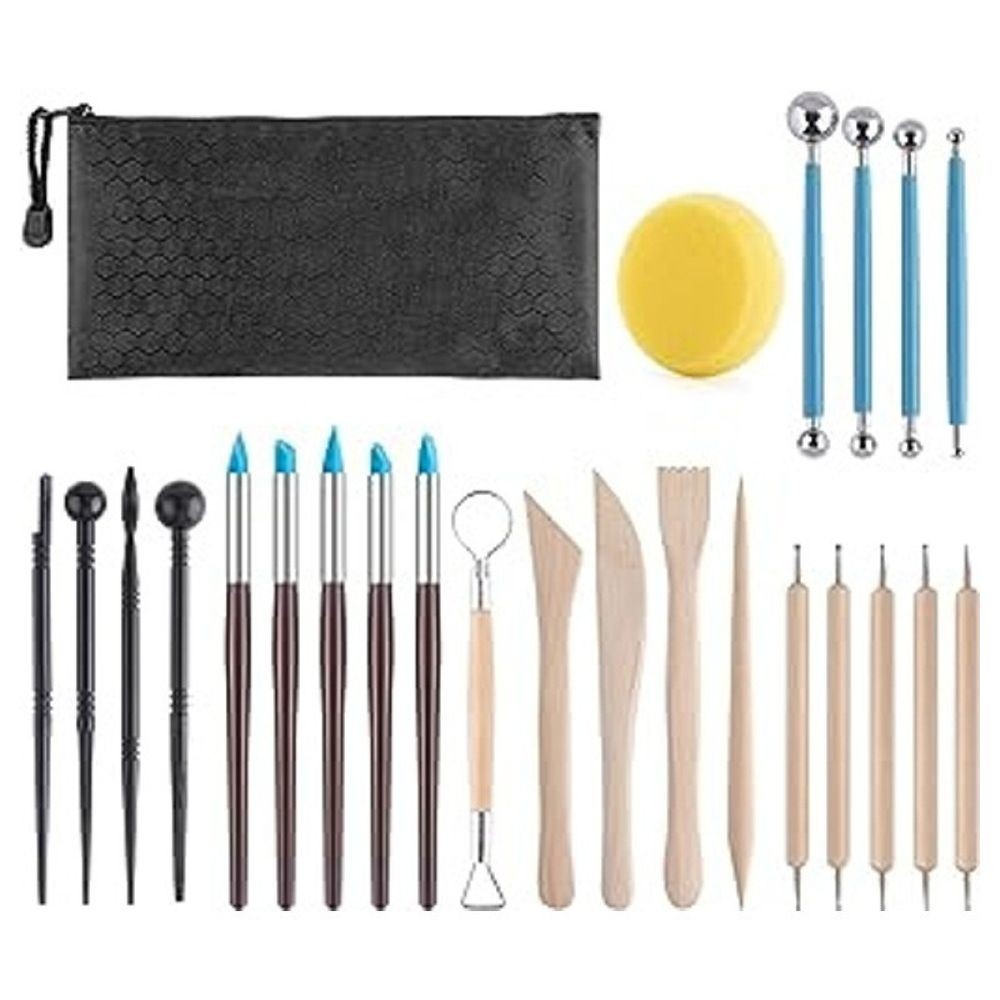 Set of 25 Clay Tools Sculpting Kit Sculpt Smoothing Wax Carving Pottery Ceramic Polymer Shaper Tools